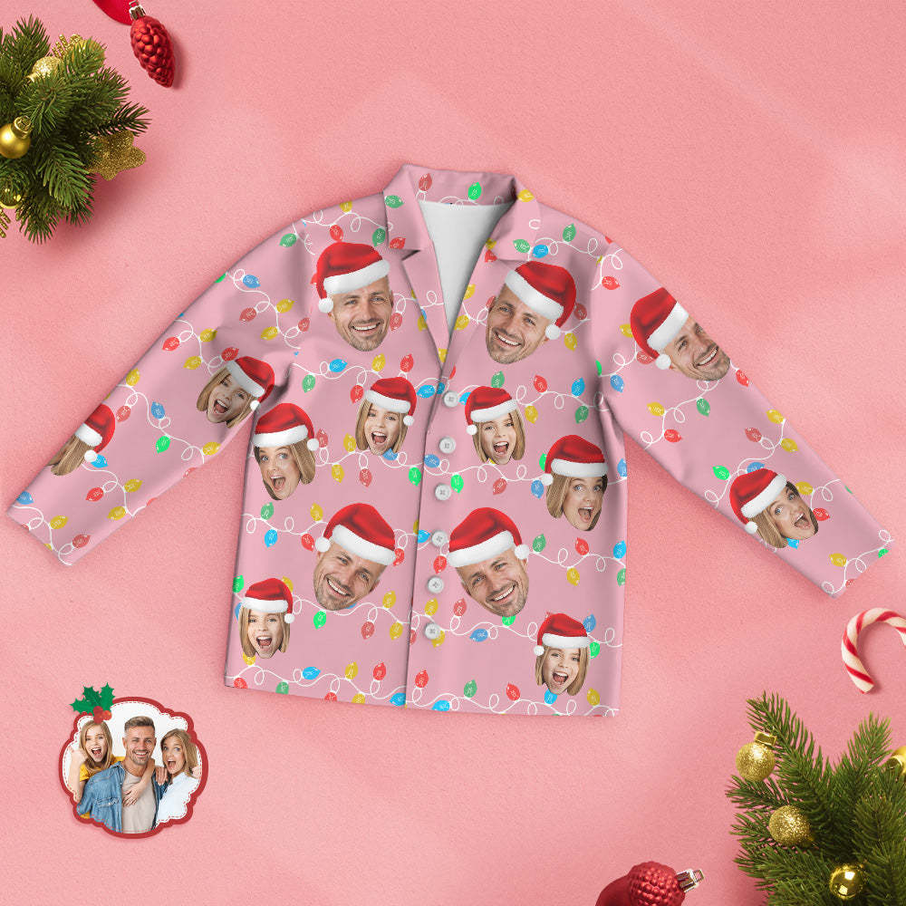 Custom Face Pajama Personalized Photo Christmas Family Xmas Leds Pajamas - FaceSocksUSA