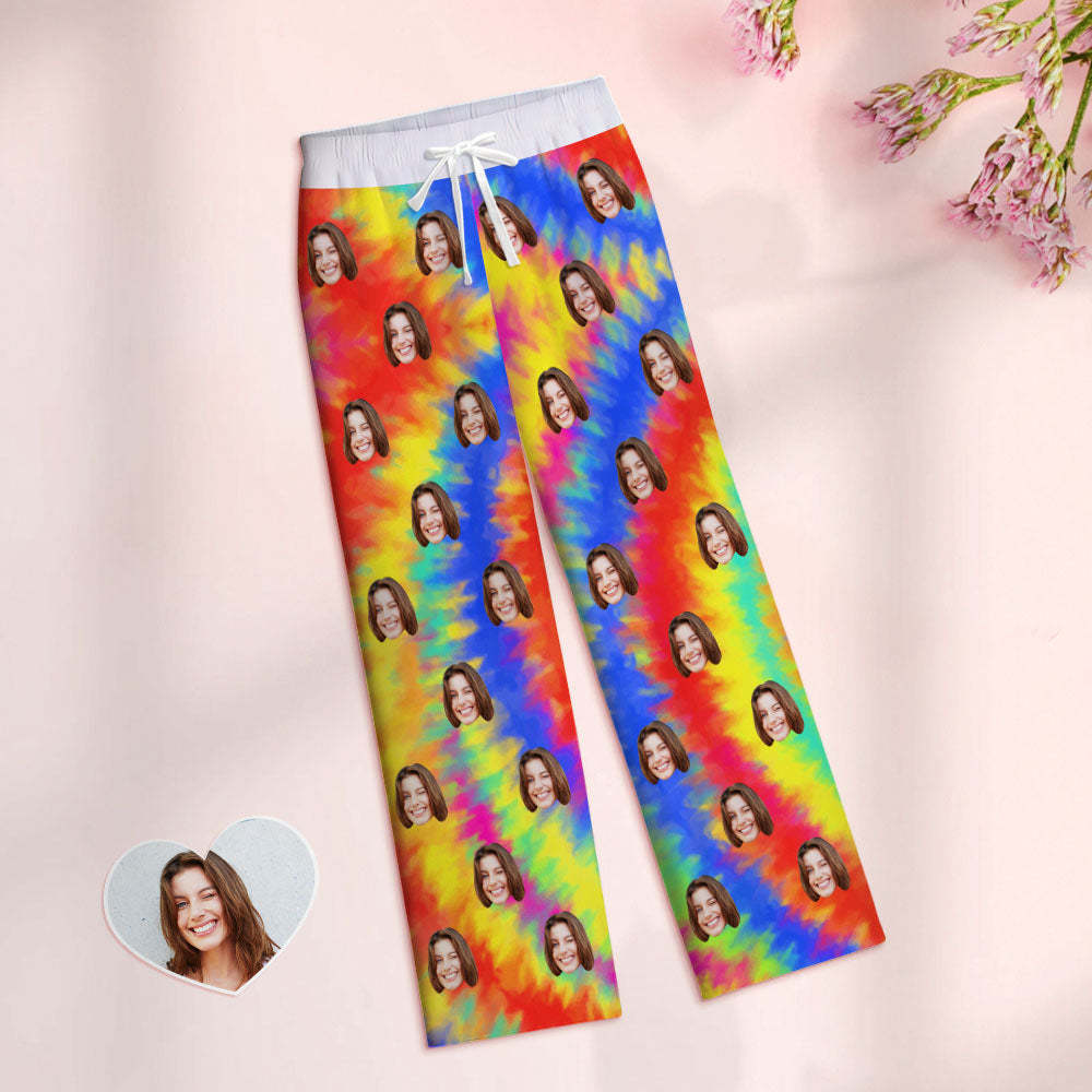 Custom Women Tie-dye Pajamas Pants Colorful Pajamas Pants - FaceSocksUSA