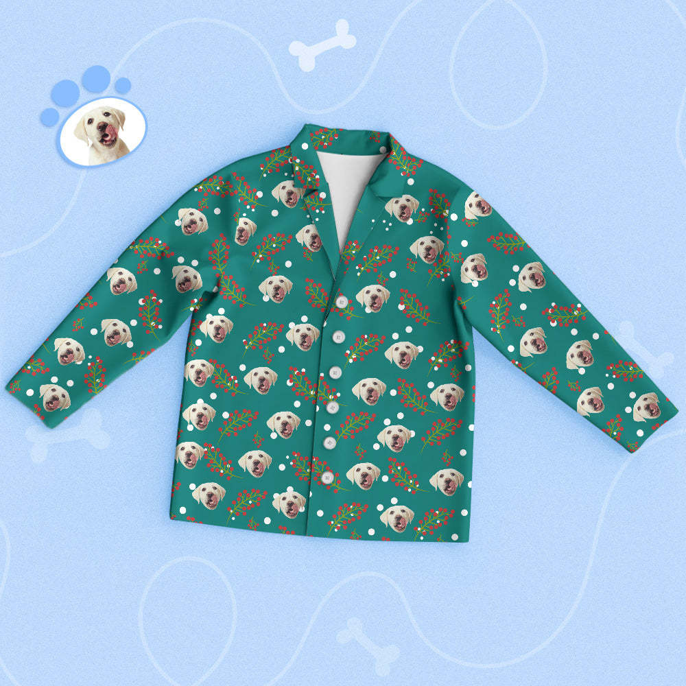 Custom Green Pet Face Pajamas Cherry Pajamas - FaceSocksUSA