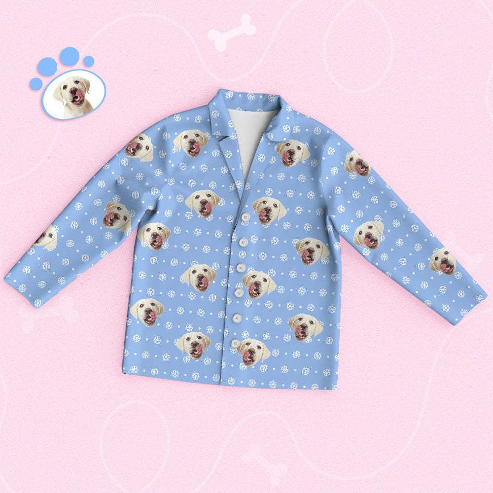 Custom Cute Pet Face Pajamas Snowflake Pajamas - FaceSocksUSA