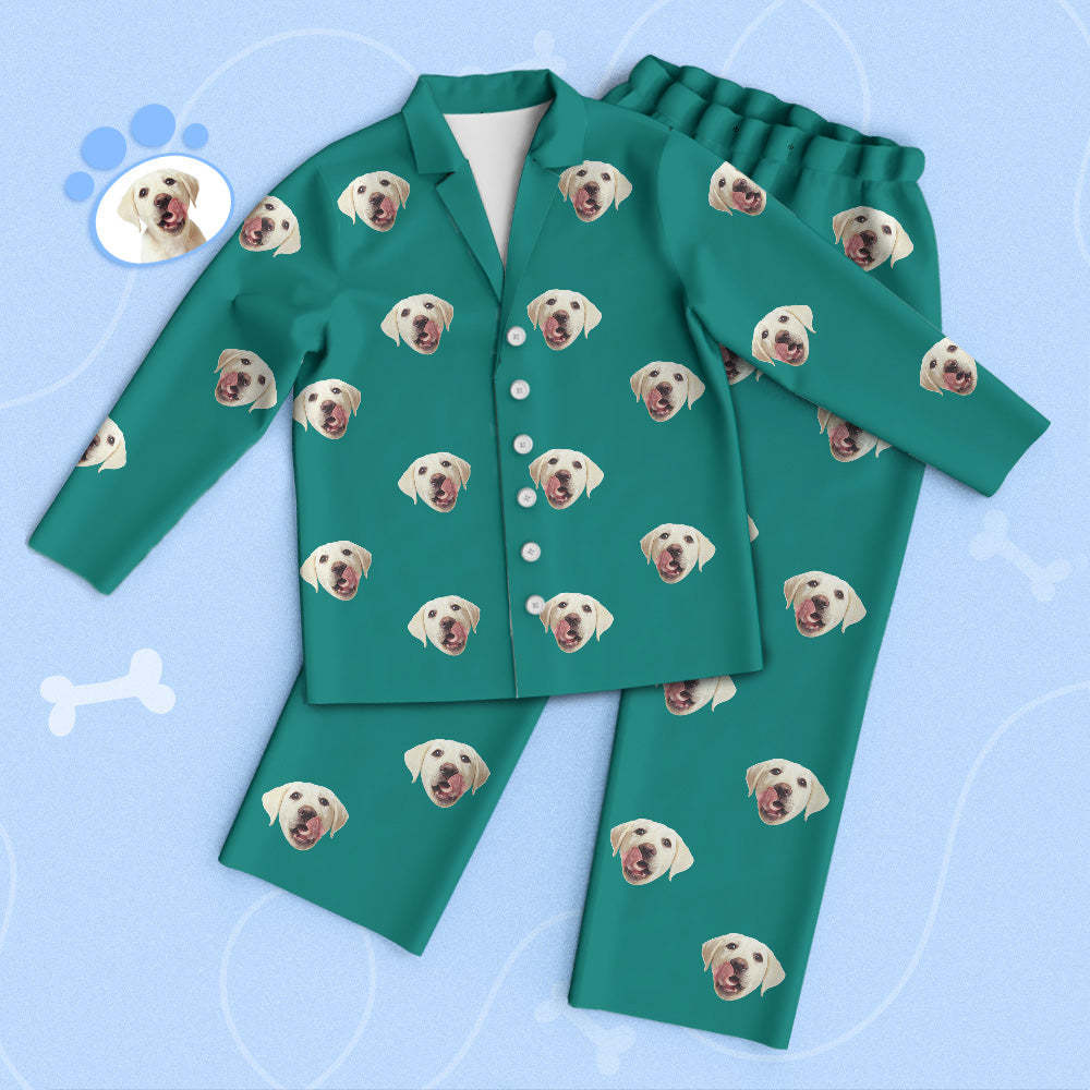 Custom Green Pet Face Pajamas Personalized Face Pajamas	 - FaceSocksUSA