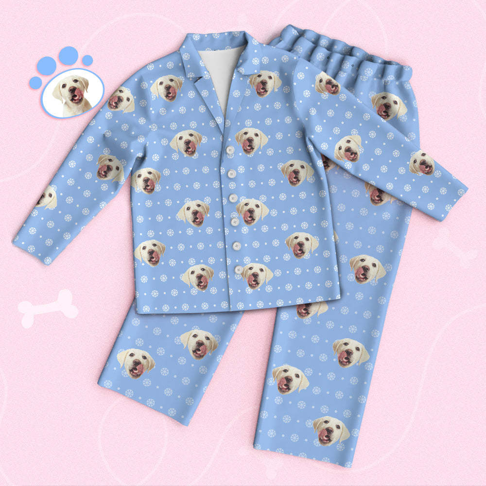 Custom Cute Pet Face Pajamas Snowflake Pajamas - FaceSocksUSA