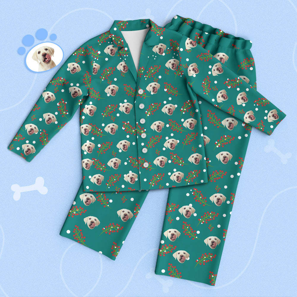 Custom Green Pet Face Pajamas Cherry Pajamas - FaceSocksUSA