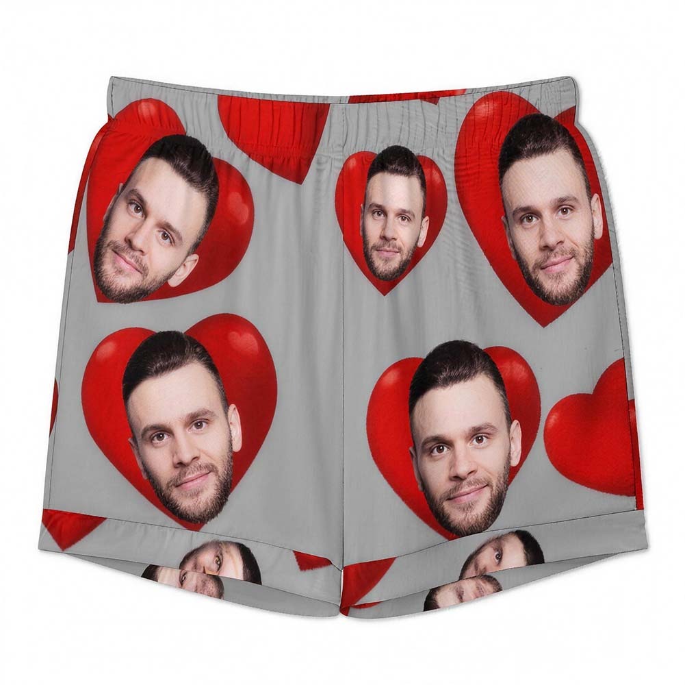 Custom Pajamas with Embedded Photo Hearts Adjustable Waistband Valentine's Day Gift