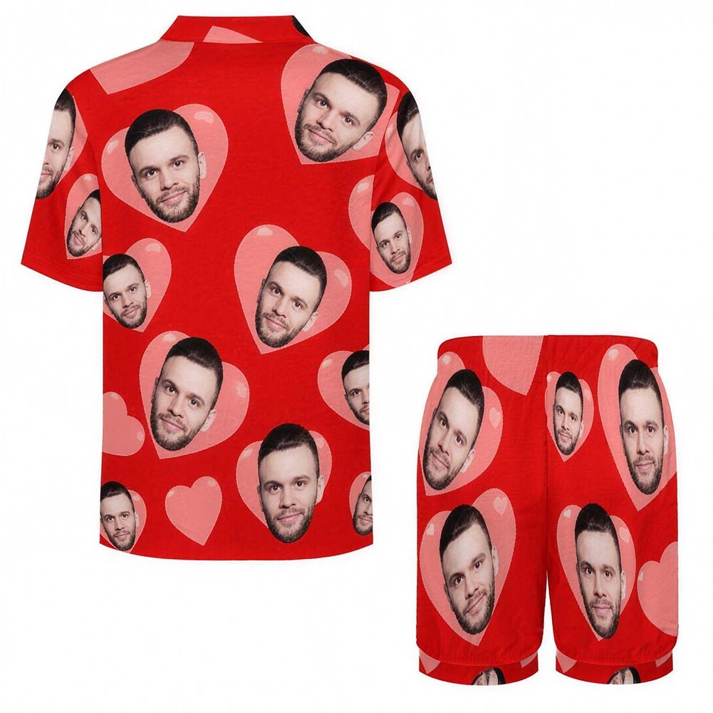 Custom Pajamas with Embedded Photo Hearts Adjustable Waistband Valentine's Day Gift