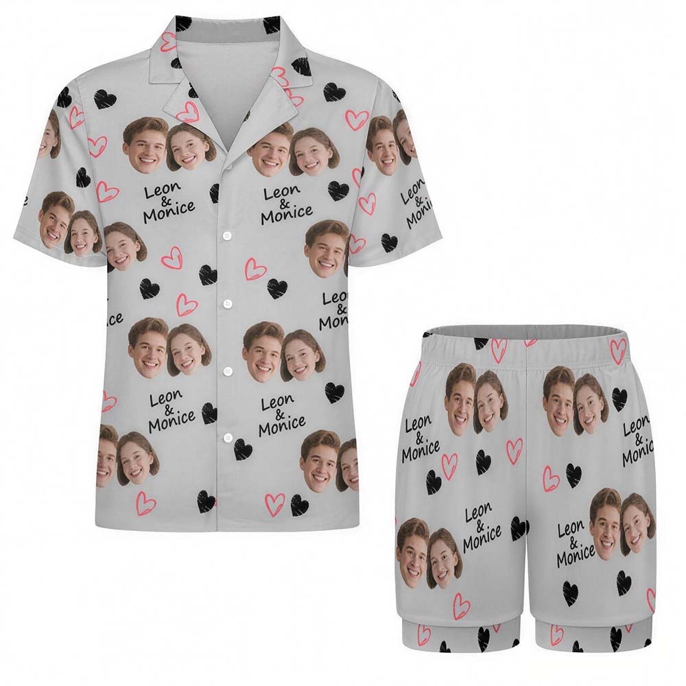 Custom Short Pajamas with Face and Name,Customized Pajama Set For Men/Women,Personalized Short Sleeve Family Pajama Set,Birthday/Party Gifts