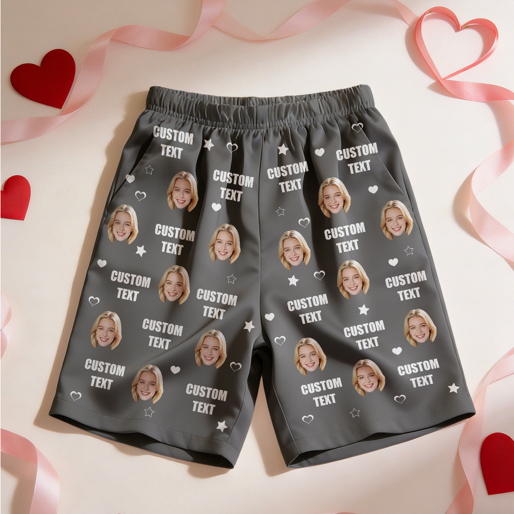 Custom Photo Funny I Love My Lover - Personalized Pajama Shorts