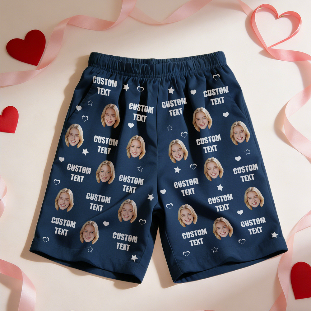 Custom Photo Funny I Love My Lover - Personalized Pajama Shorts