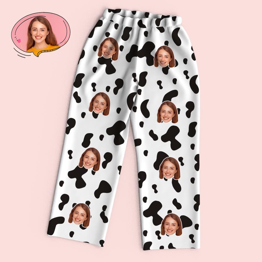 Custom Face Long Sleeve Pajamas Sleepwear Set - Cow - FaceSocksUSA