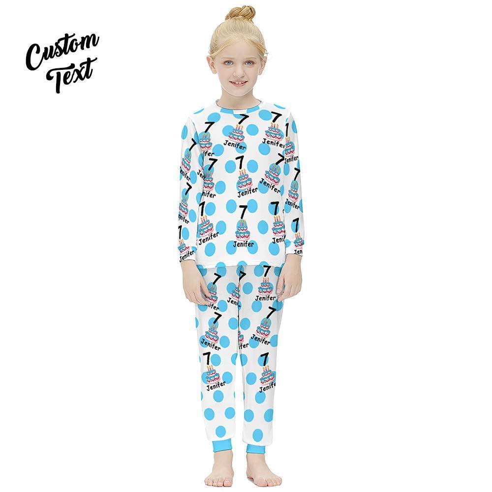 Birthday Gifts, Custom Long Sleeve Pajamas Add Name And Age Kids' Suit Birthday Gifts - Birthday Cake - FaceSocksUSA