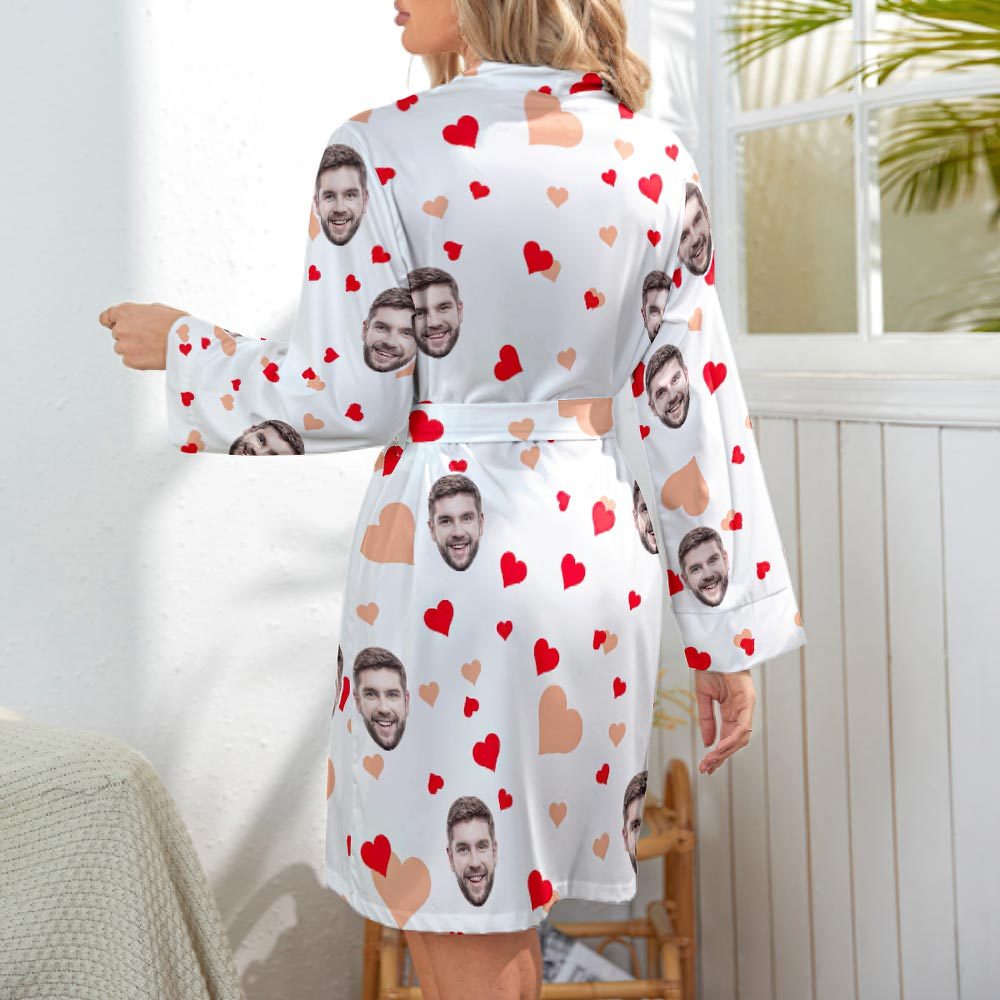 Custom Face Long Sleeved Nightgown Colorful Heart And Love - FaceSocksUSA
