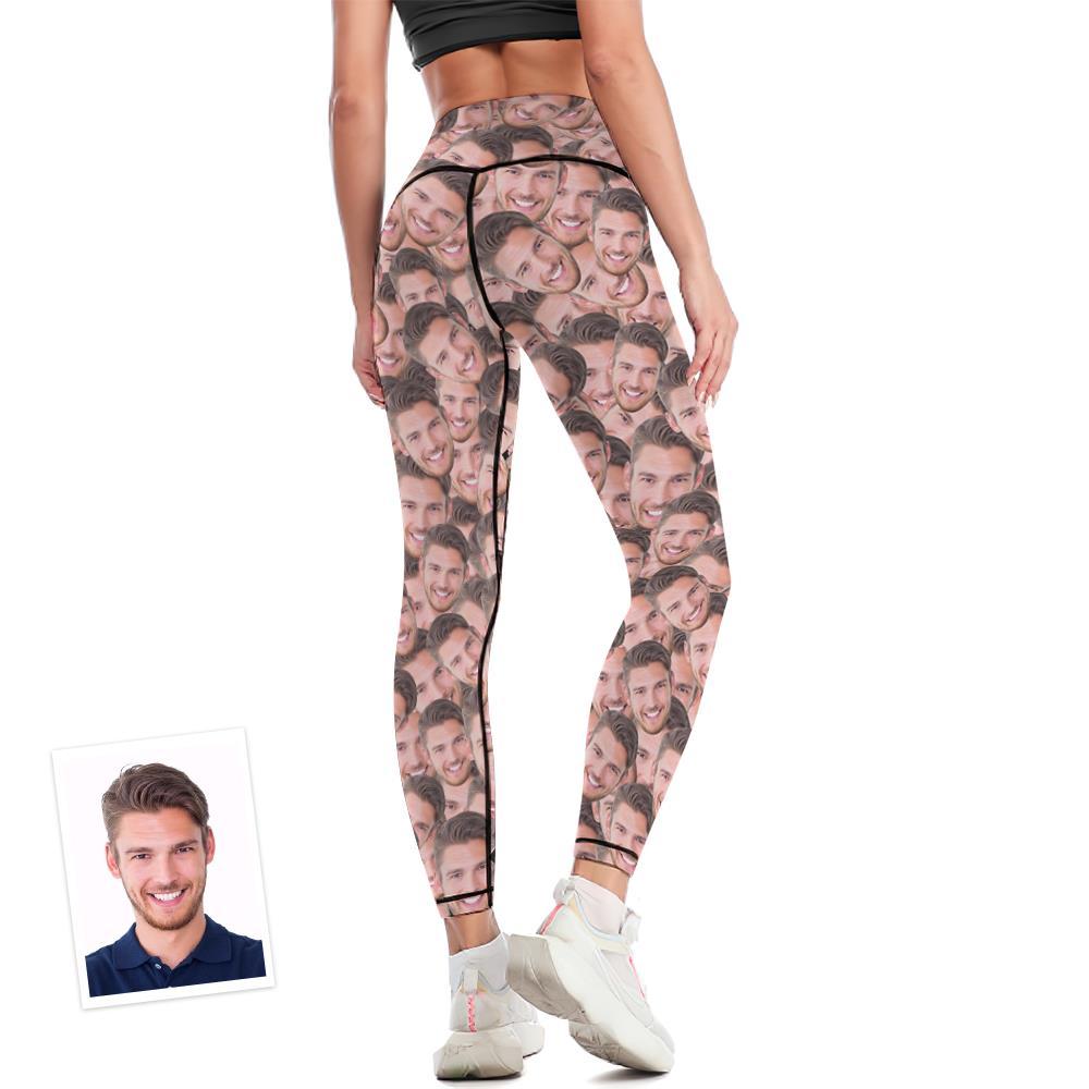 Custom Woman's Face Mash Leggings Yoga Pants - FaceSocksUSA