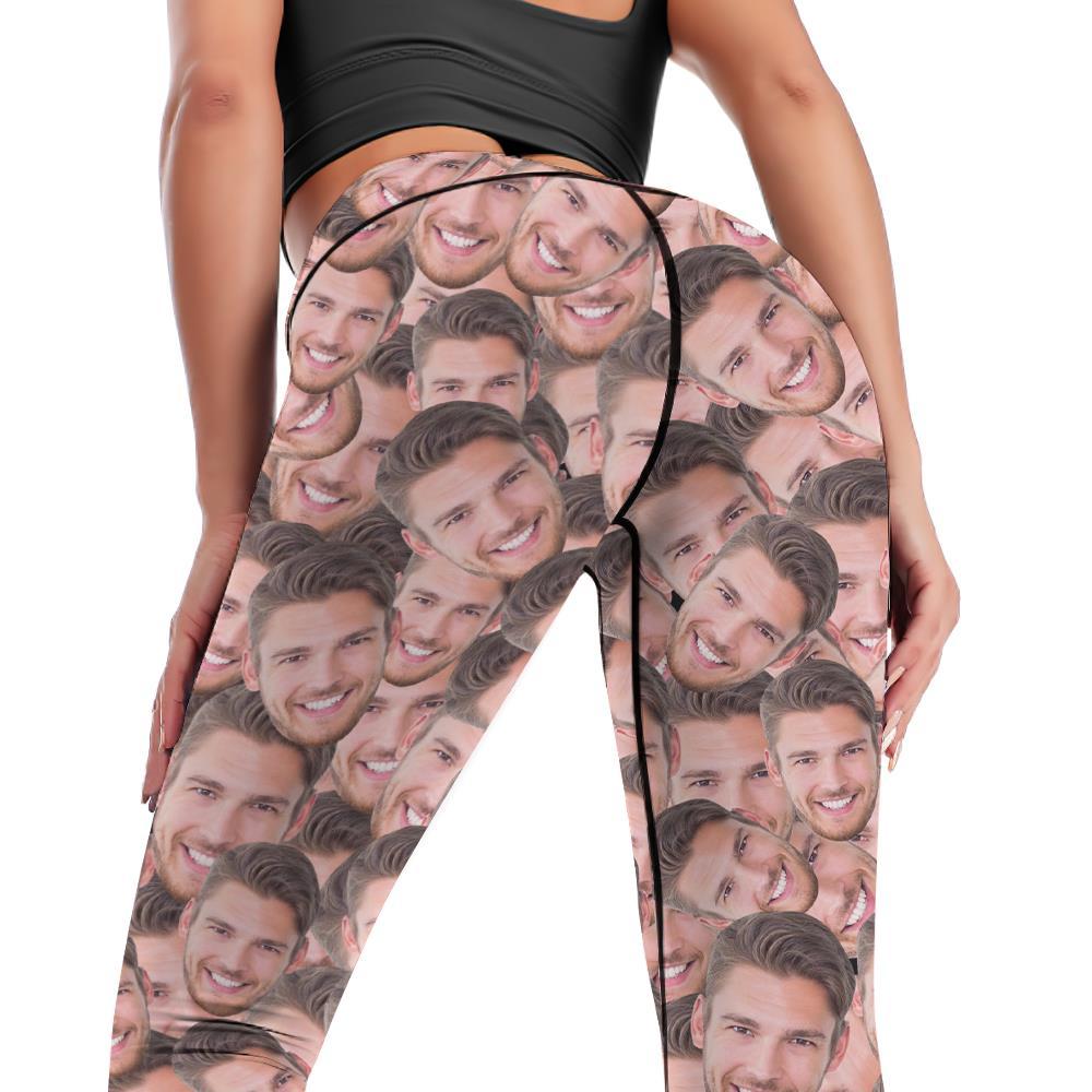 Custom Woman's Face Mash Leggings Yoga Pants - FaceSocksUSA