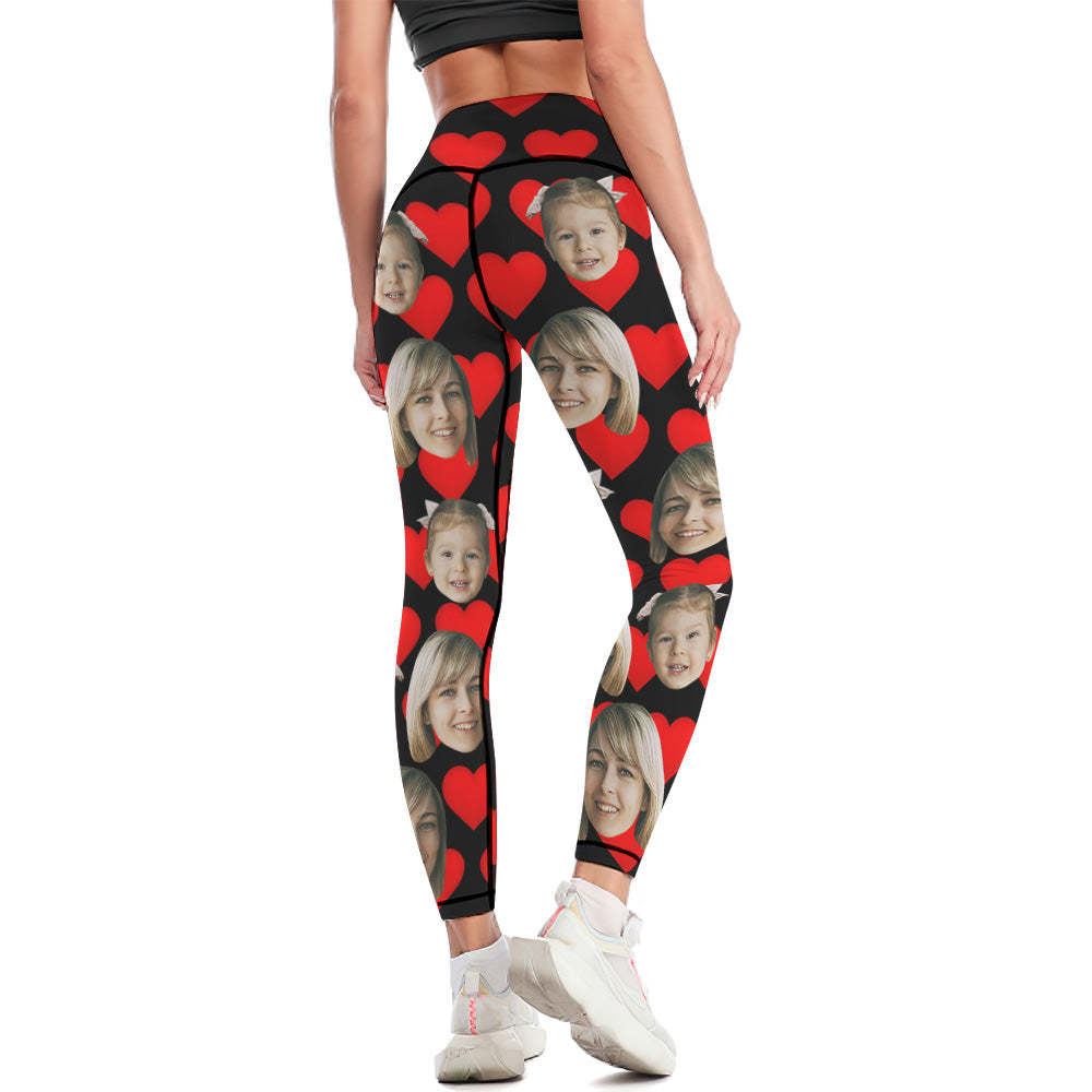 Custom Face Leggings and Tank Top Yoga Clothing Suit Mother's Day Gift - Red Heart - FaceSocksUSA
