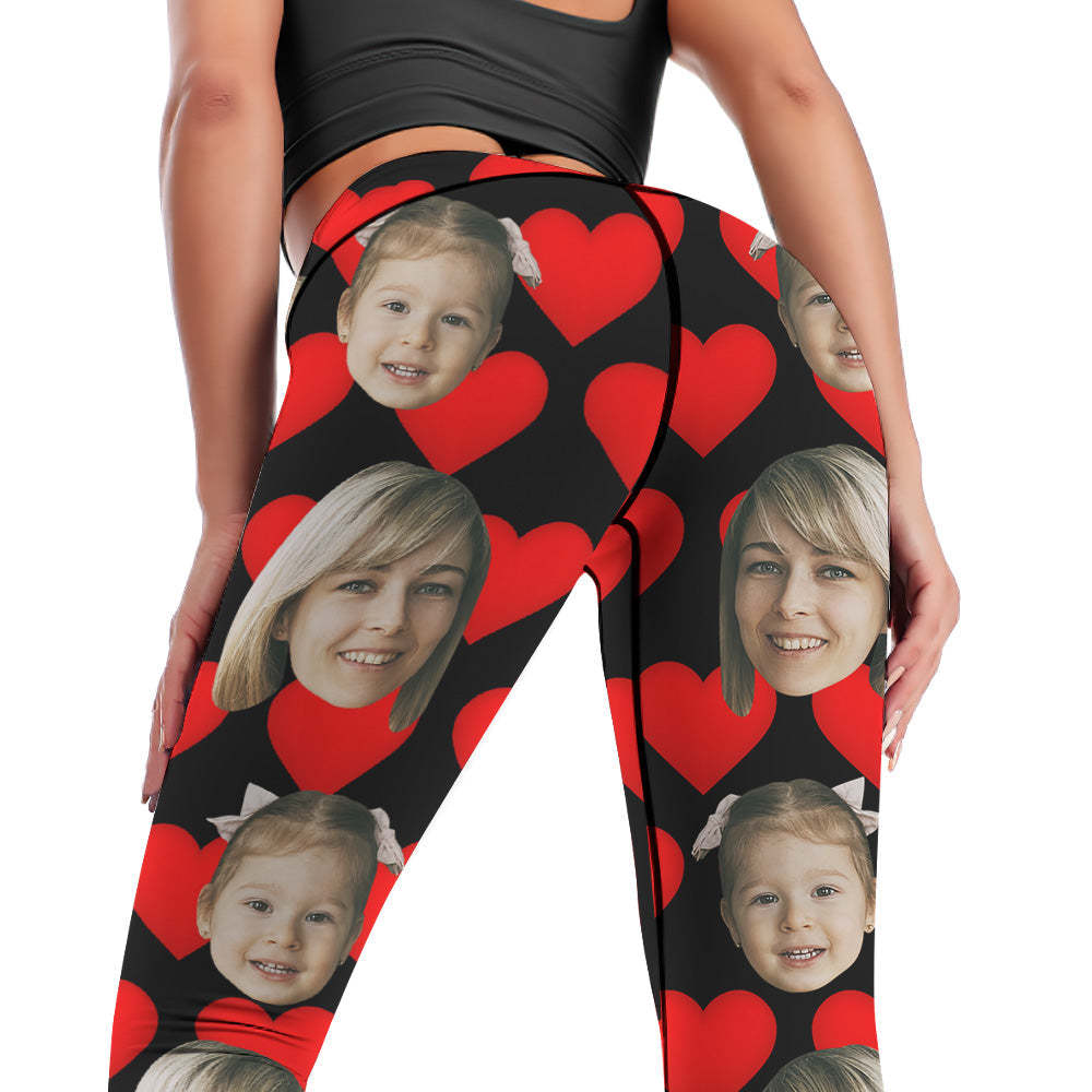 Custom Face Leggings and Tank Top Yoga Clothing Suit Mother's Day Gift - Red Heart - FaceSocksUSA