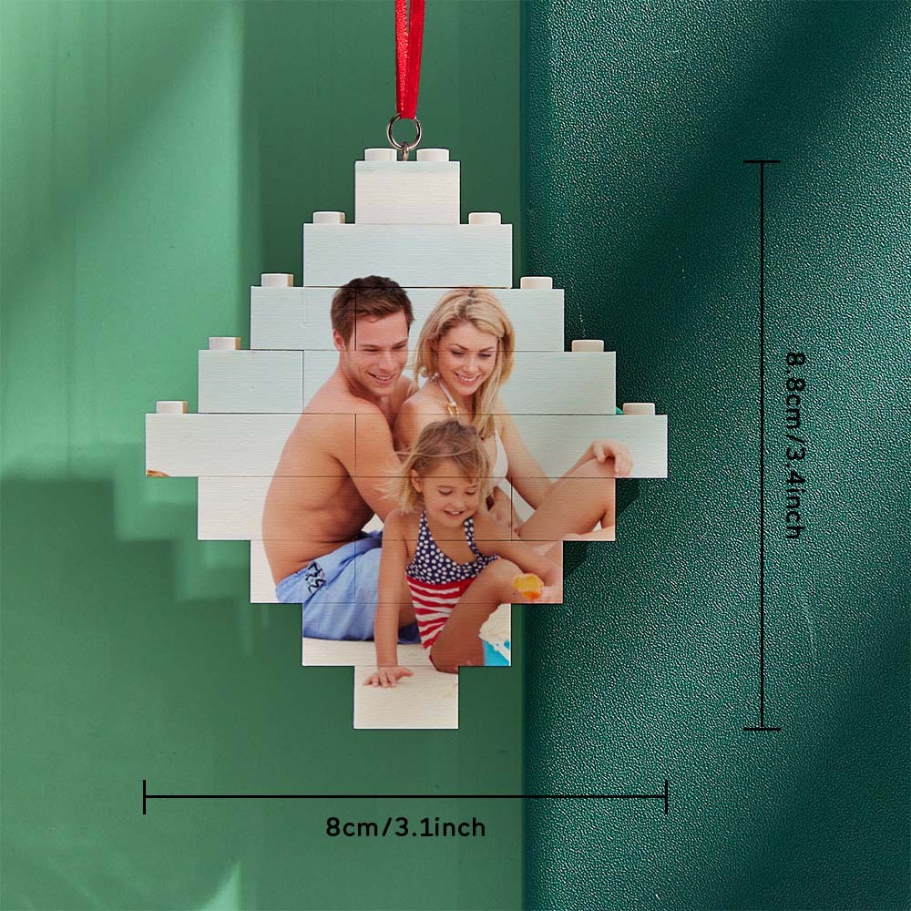 Custom Building Block Puzzle Personalized Photo Brick Lozenge Shape Christmas Ornament - FaceSocksUsa