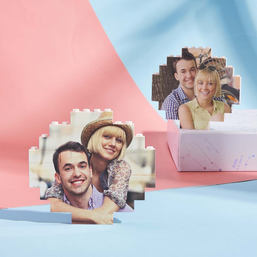 Custom Music Code Personalized Building Block Puzzle Round Building Photo Brick Frame - FaceSocksUsa