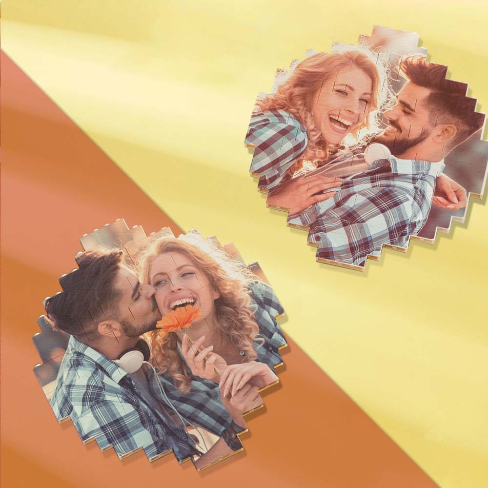 Custom Music Code Personalized Building Block Puzzle Round Building Photo Brick Frame - FaceSocksUsa