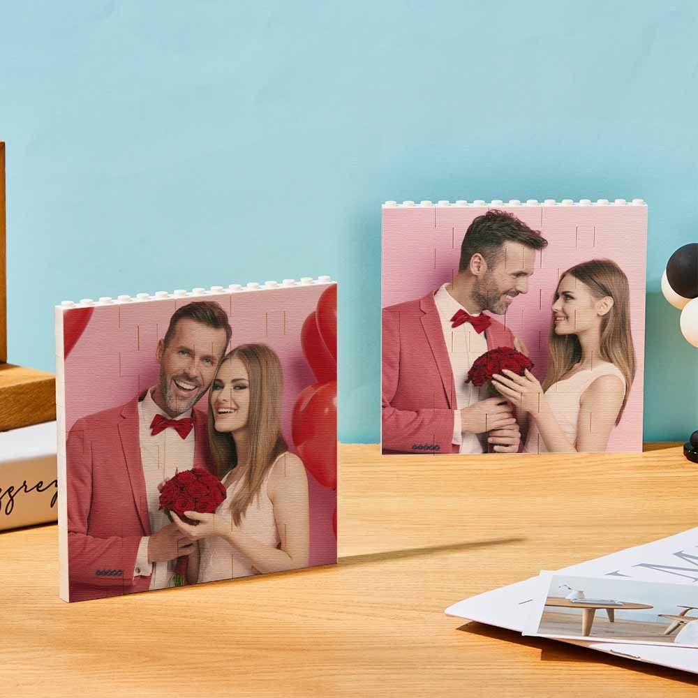 Personalized Building Block Puzzle Square Photo Brick Music Code Custom Text Frame - FaceSocksUsa