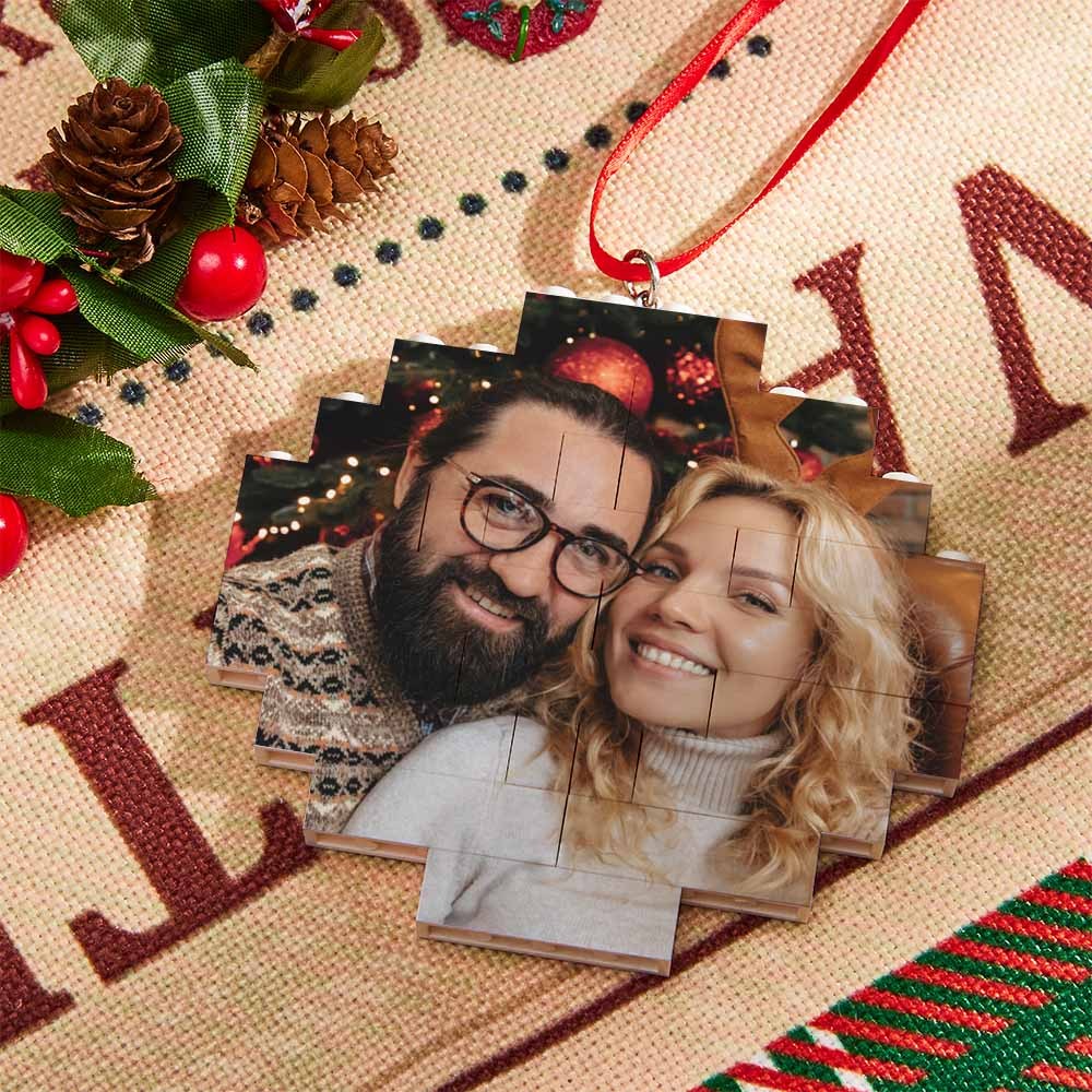 Christmas Ornament Custom Round Double Sided Photo Brick Personalized Building Block Puzzle - FaceSocksUsa