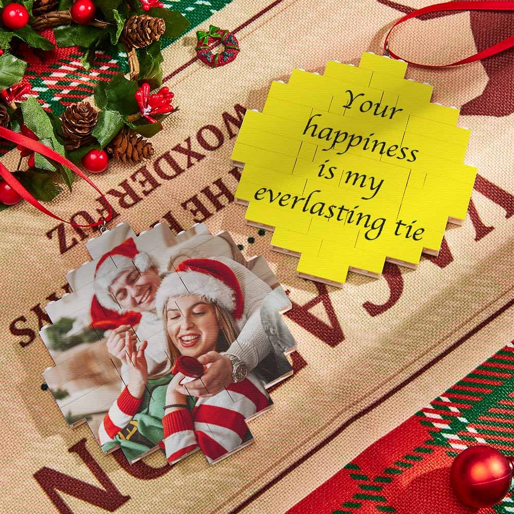 Christmas Ornament Custom Round Double Sided Photo Brick Personalized Building Block Puzzle - FaceSocksUsa