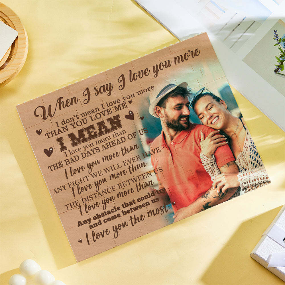 Custom Building Block Puzzle Personalized Photo Brick Frame I Love You - FaceSocksUsa