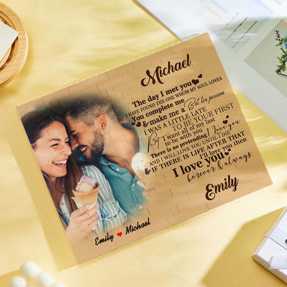 Custom Building Block Puzzle Personalized Photo Brick You Complete Me - FaceSocksUsa