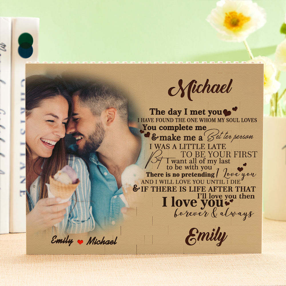 Custom Building Block Puzzle Personalized Photo Brick You Complete Me - FaceSocksUsa