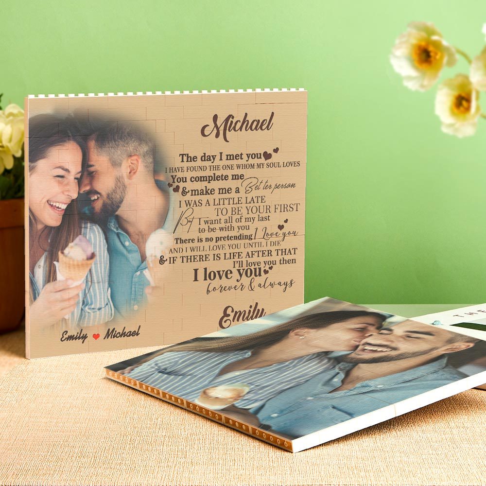 Custom Building Block Puzzle Personalized Photo Brick You Complete Me - FaceSocksUsa