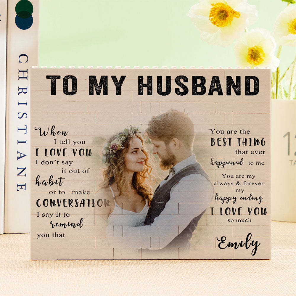 Custom Building Block Puzzle Personalized Photo Brick To My Husband - FaceSocksUsa