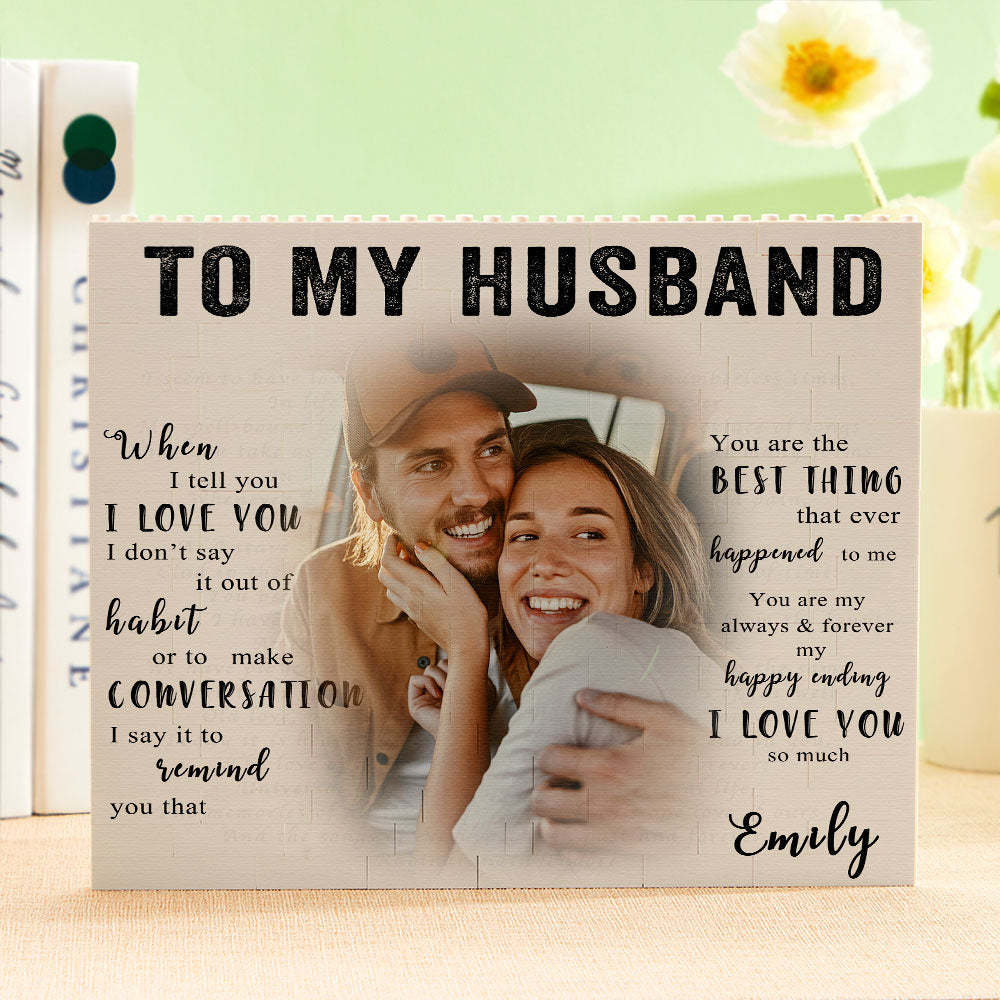 Custom Building Block Puzzle Personalized Photo Brick To My Husband - FaceSocksUsa