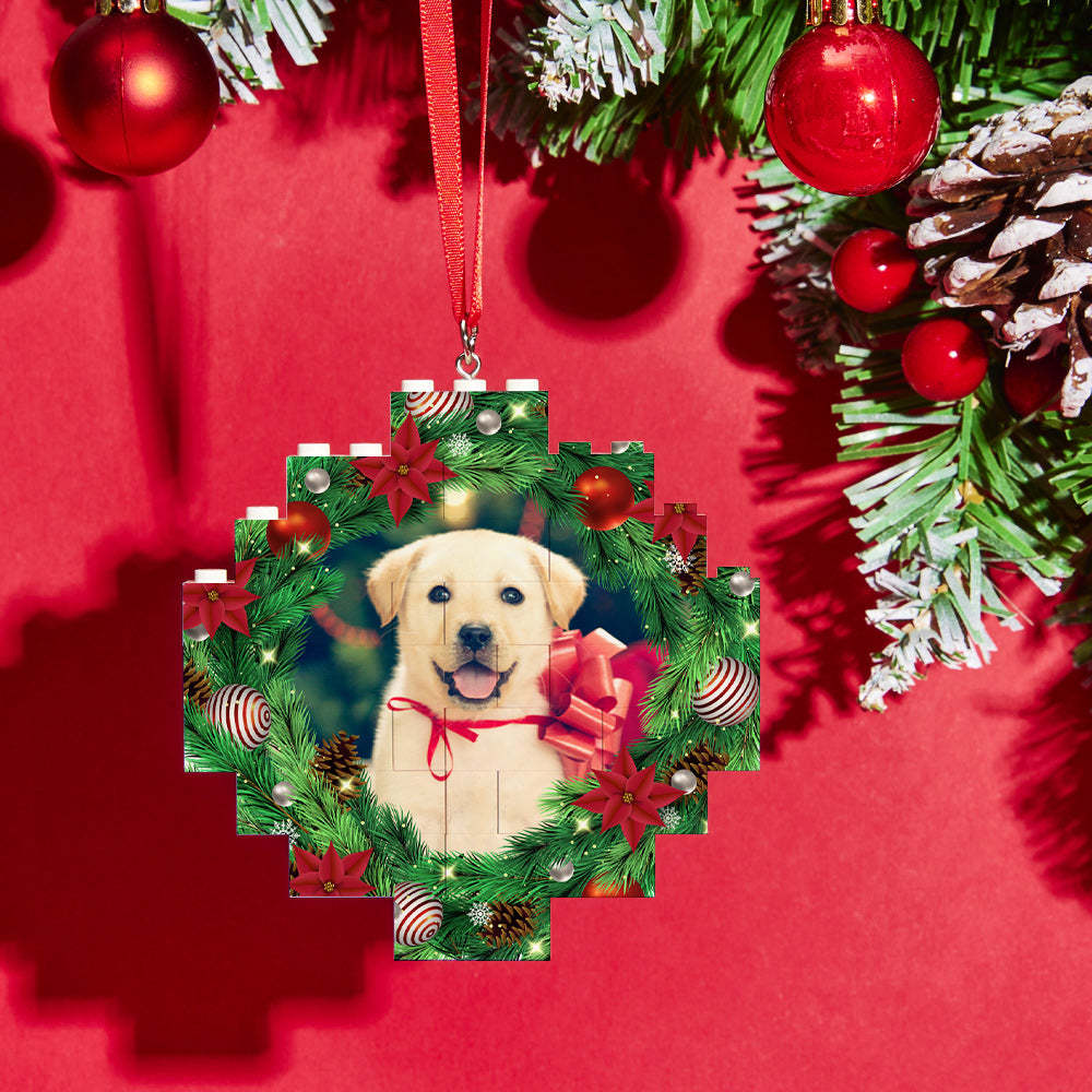 Christmas Ornament Mistletoe Custom Photo Block Personalized Building Brick - FaceSocksUsa