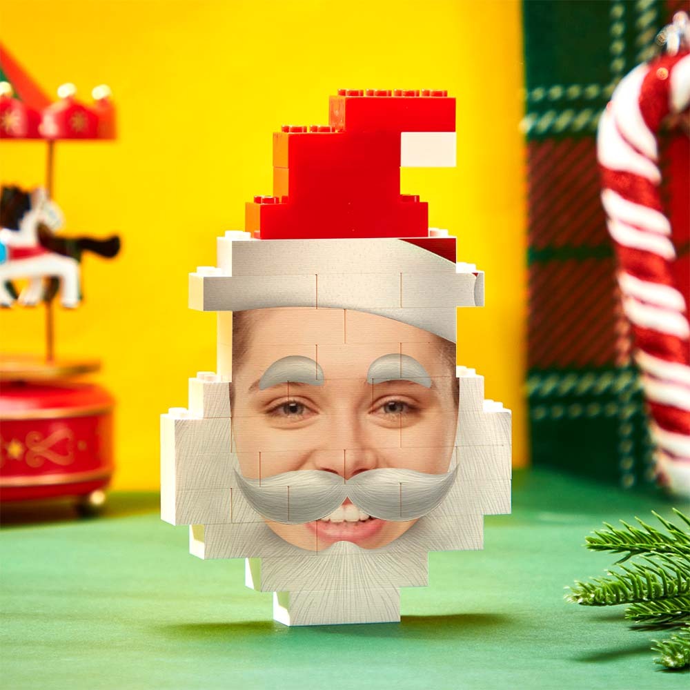 Santa Claus Building Bricks Custom Face Photo Block Christmas Gifts Ornament - FaceSocksUsa