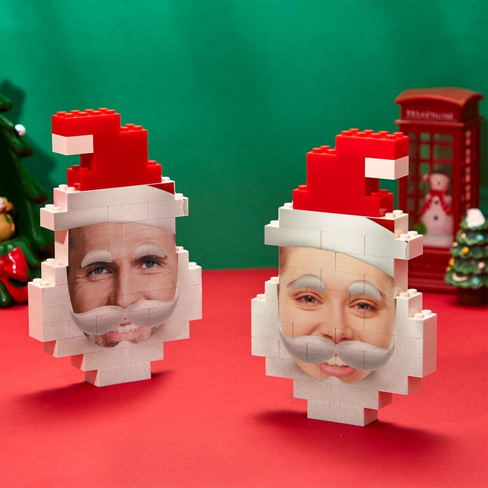 Santa Claus Building Bricks Custom Face Photo Block Christmas Gifts Ornament - FaceSocksUsa