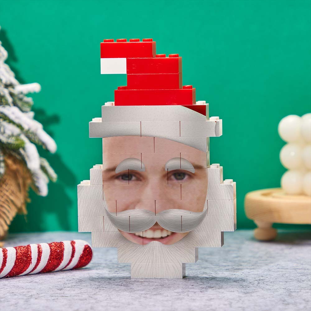 Santa Claus Building Bricks Custom Face Photo Block Christmas Gifts Ornament - FaceSocksUsa