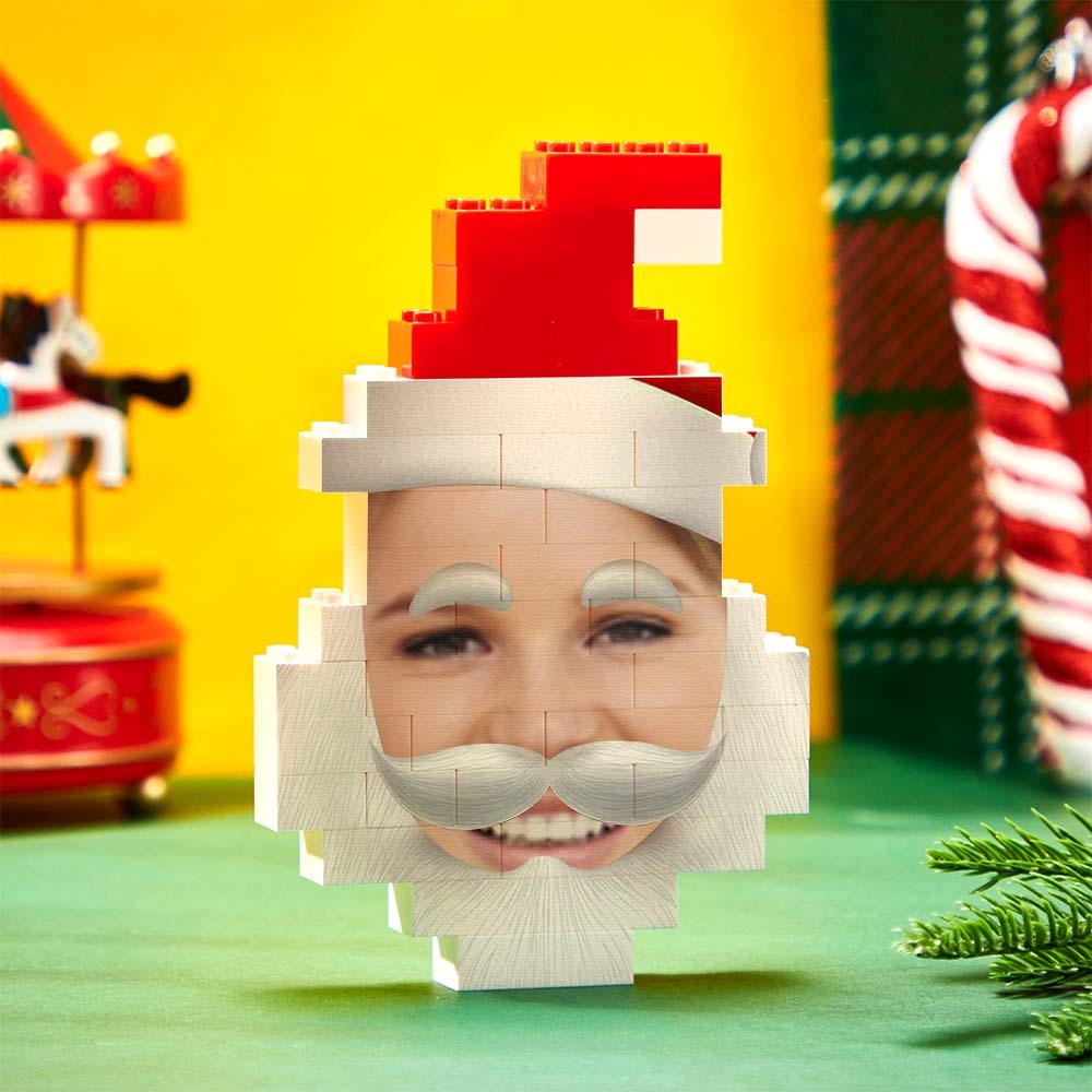 Santa Claus Building Bricks Custom Face Photo Block Christmas Gifts Ornament - FaceSocksUsa