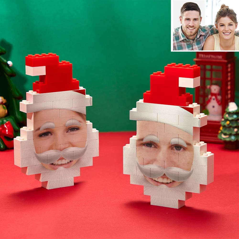 Santa Claus Building Bricks Custom Face Photo Block Christmas Gifts Ornament - FaceSocksUsa