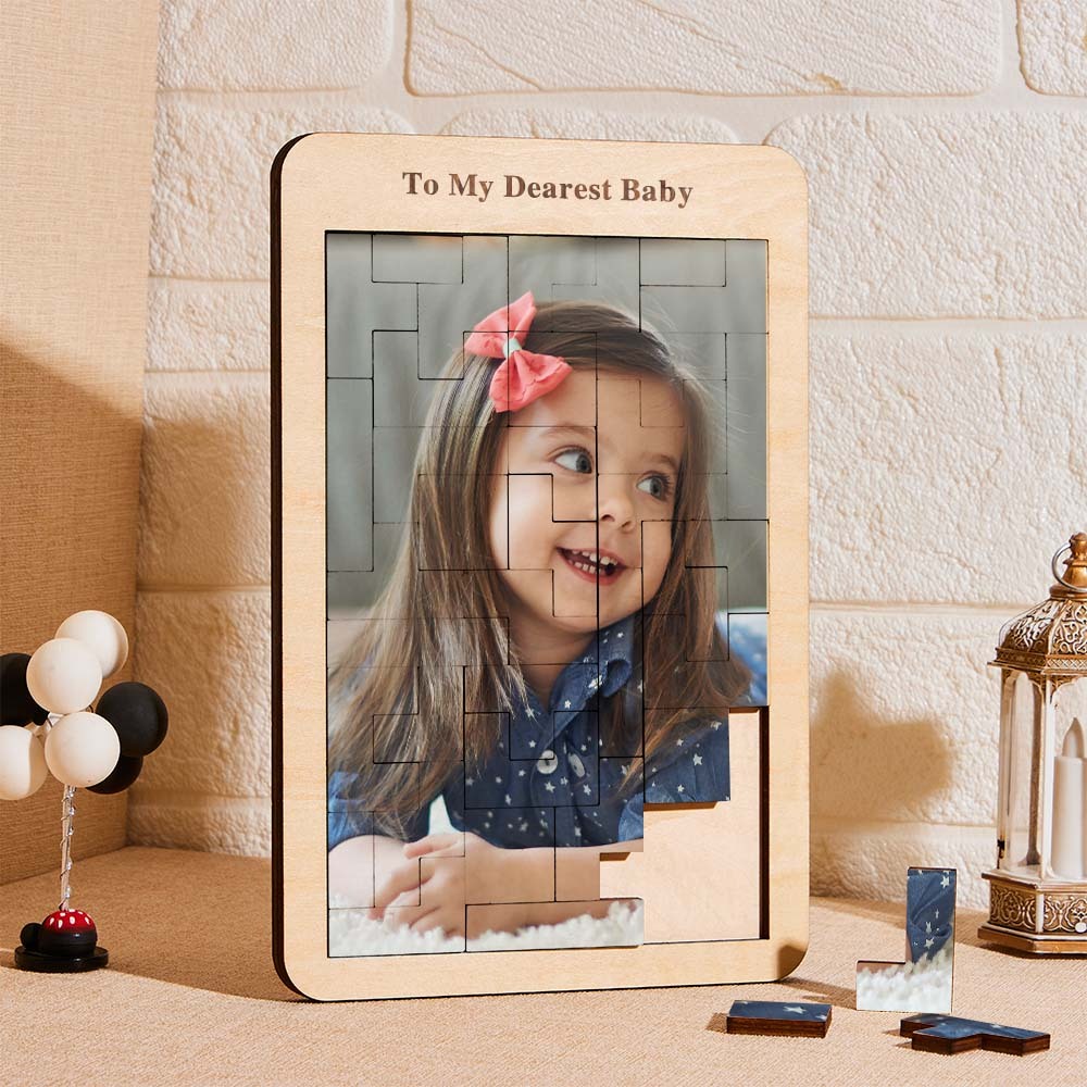 Custom Photo Puzzle Tetris Personalized Wooden Frame Gifts for Kids - FaceSocksUsa