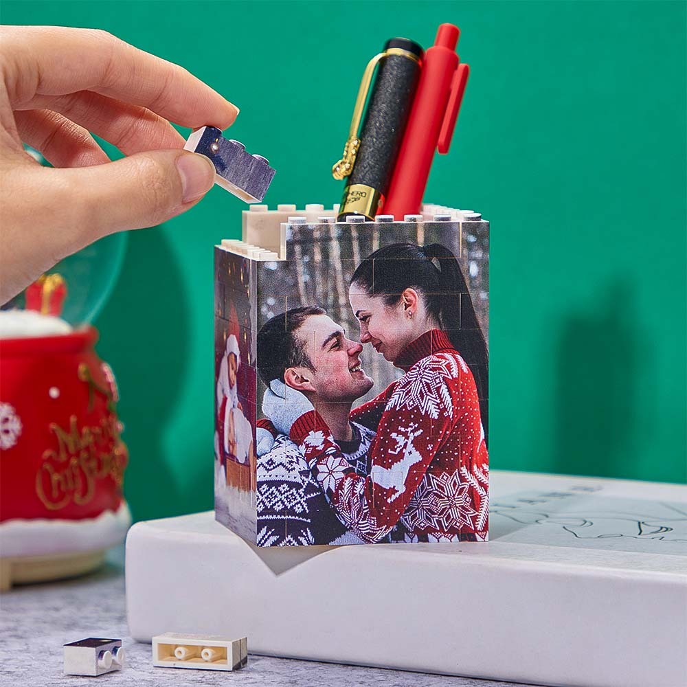 Personalized Photo Building Block Pen Holder Custom Bricks Toy - FaceSocksUsa