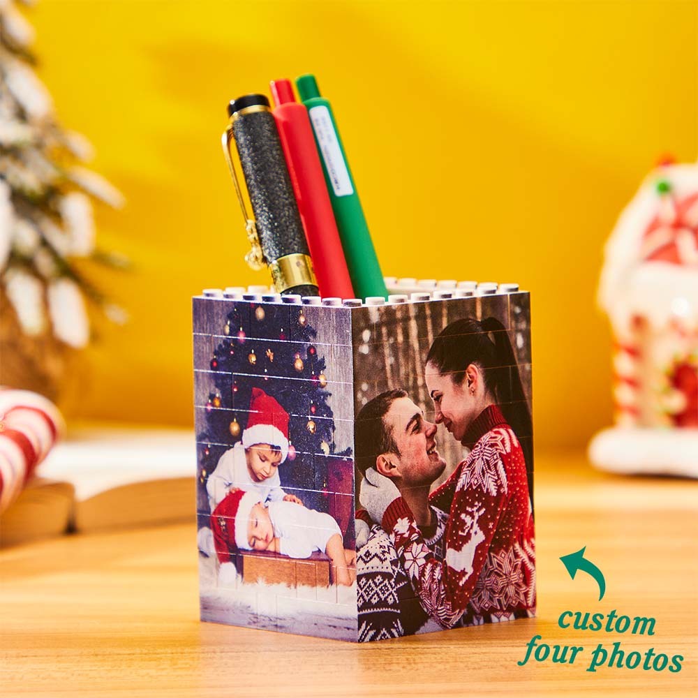 Personalized Photo Building Block Pen Holder Custom Bricks Toy - FaceSocksUsa