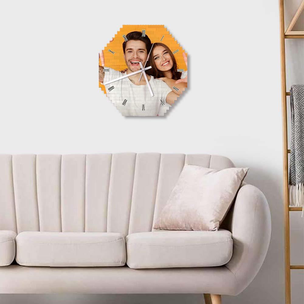 Custom Building Block Wall Clock Personality Puzzle Custom Photo Pointer Brick Clock - FaceSocksUsa