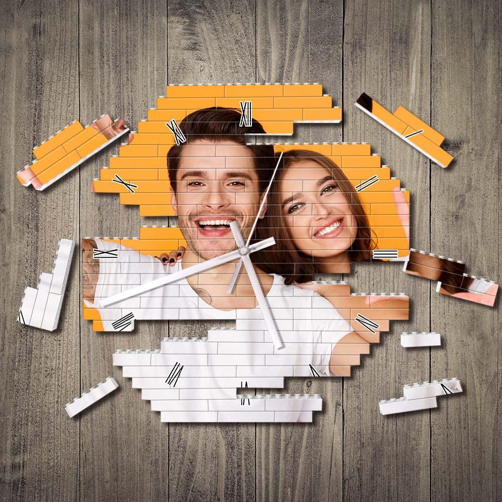 Custom Building Block Wall Clock Personality Puzzle Custom Photo Pointer Brick Clock - FaceSocksUsa