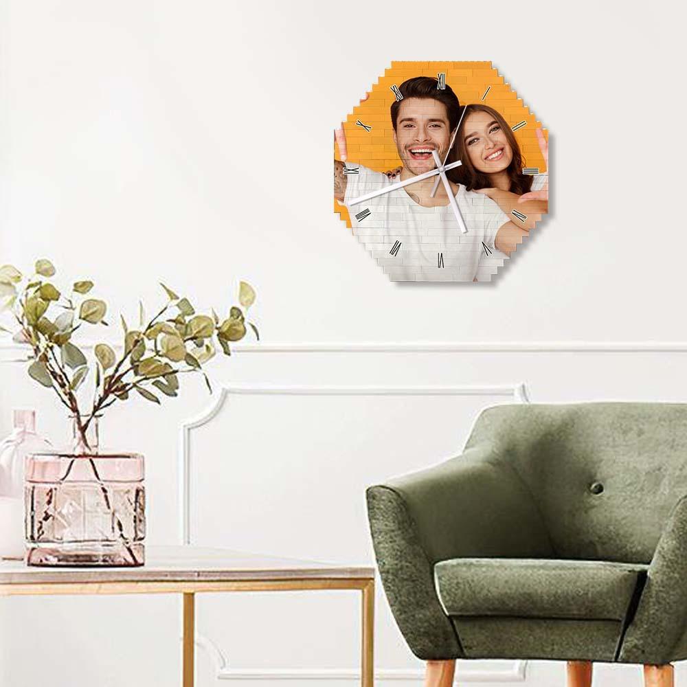 Custom Building Block Wall Clock Personality Puzzle Custom Photo Pointer Brick Clock - FaceSocksUsa