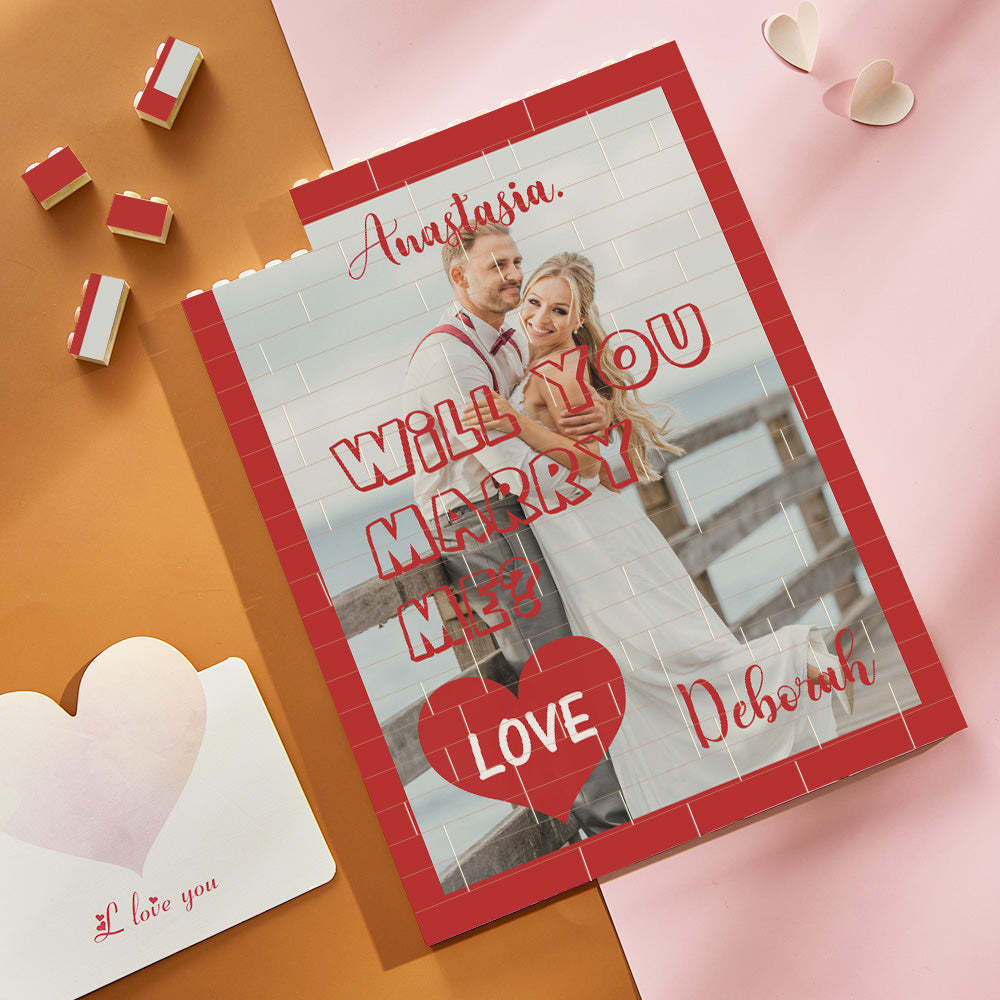 Custom Building Block Puzzle Vertical Building Photo Brick Will You Marry Me	 - FaceSocksUSA