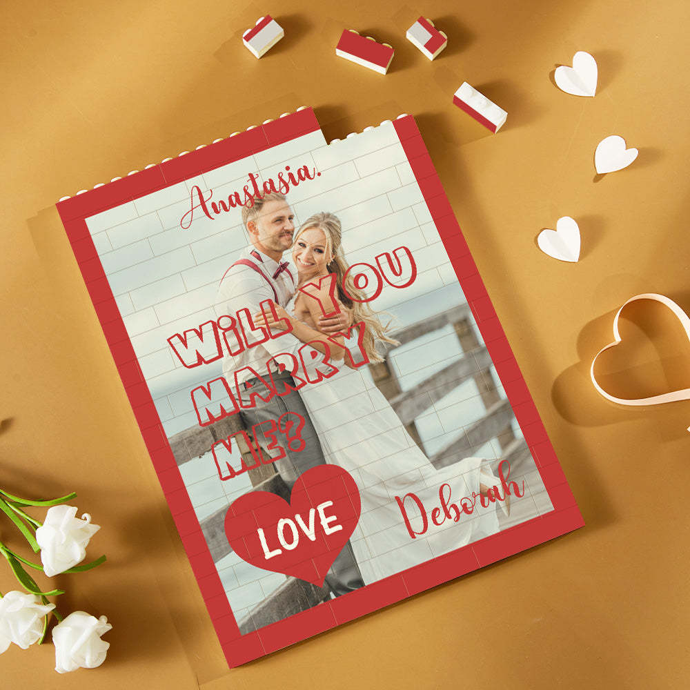 Custom Building Block Puzzle Vertical Building Photo Brick Will You Marry Me	 - FaceSocksUSA