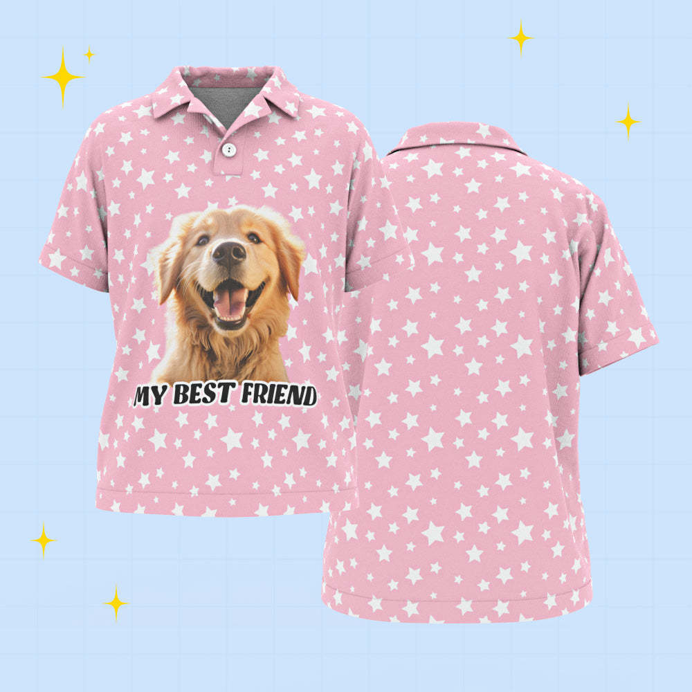Custom Face Kids Polo Shirts Personalized Pet Photo Shirt Red Plaid My Best Friend - FaceSocksUsa