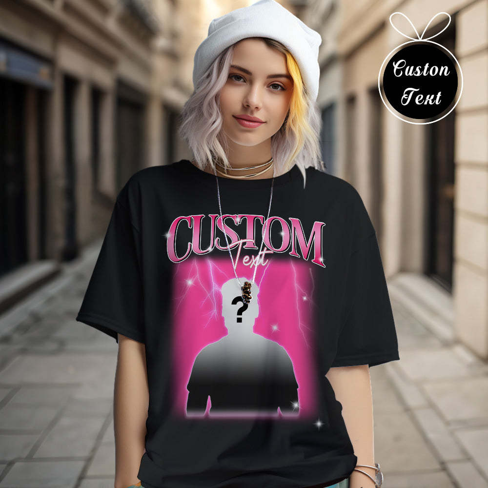 Custom Text Vintage T-shirt Personlised Funny Question Mark T-shirt - FaceSocksUSA