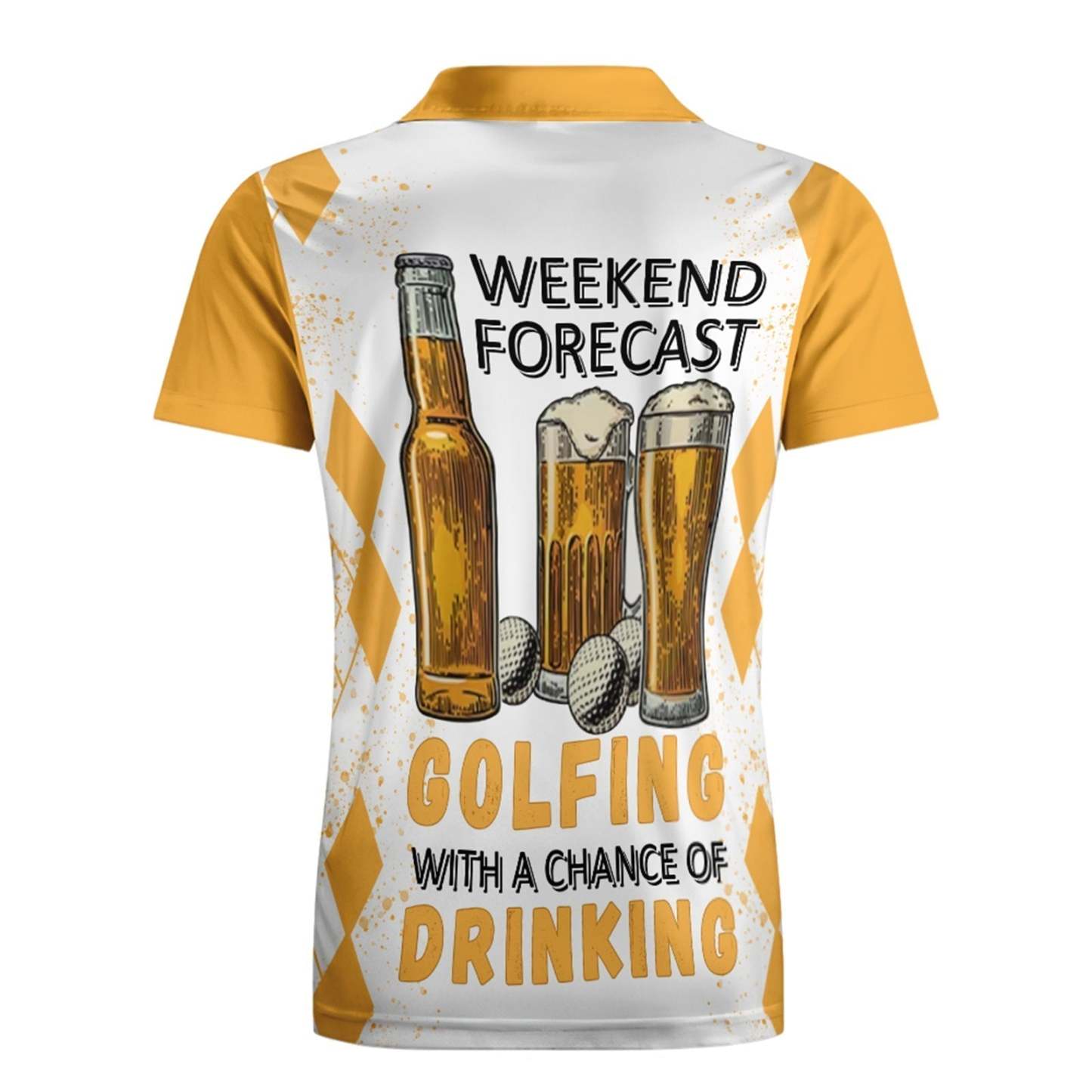 Custom Face Polo Shirt For Men Weekend Forecast Beer And Golf Polo Shirt For Beer Lovers	 - FaceSocksUSA