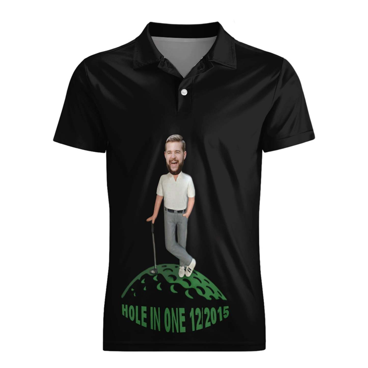 Custom Face Polo Shirt For Men Hole In One Golf Polo Shirt Gift For Golfer	 - FaceSocksUSA
