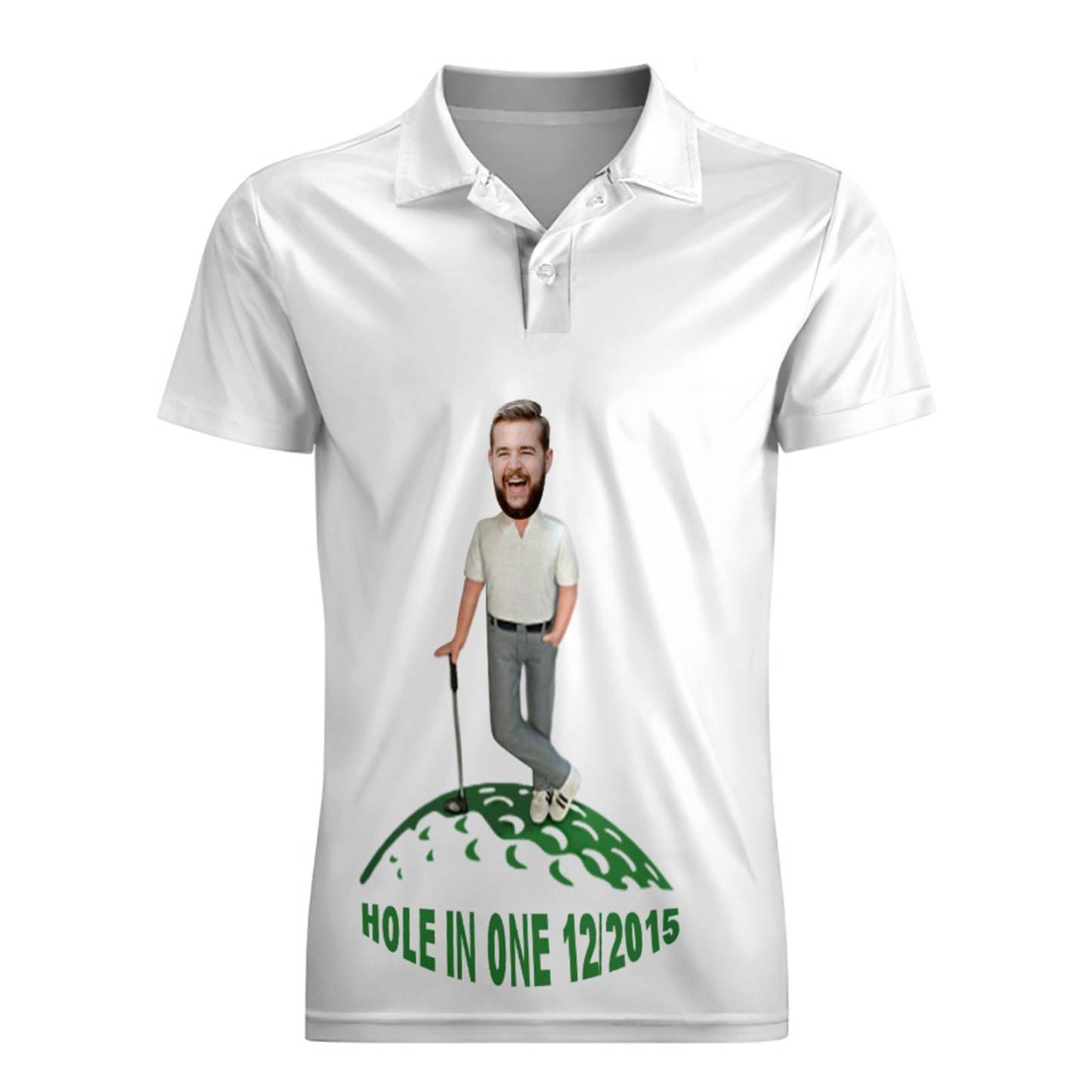 Custom Face Polo Shirt For Men Hole In One Golf Polo Shirt Gift For Golfer	 - FaceSocksUSA